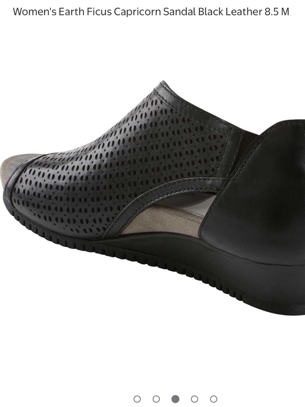 Earth Women's Black Perforated Peep-Toe Wedge Sandals Size 8 - Picture 3 of 7